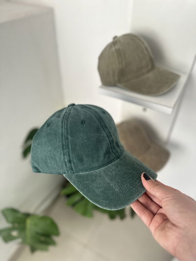 Gorra prelavada - verde intenso