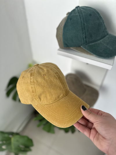 Gorra prelavada - mostaza
