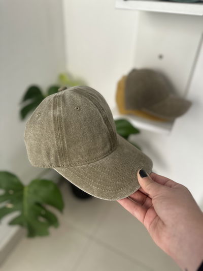 Gorra prelavada - verde gastado