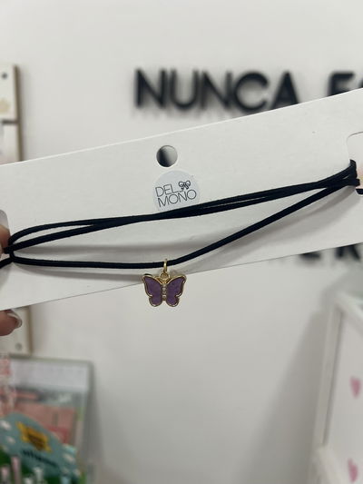 Chocker dorado gamuza | mariposa violeta
