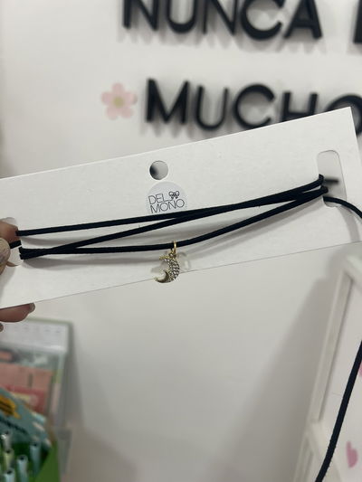 Chocker dorado gamuza | luna y estrella