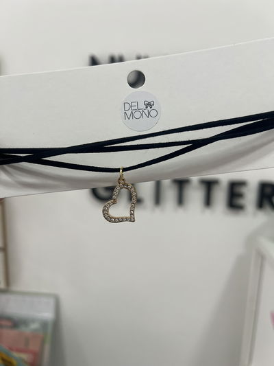 Chocker dorado gamuza | corazon brillante