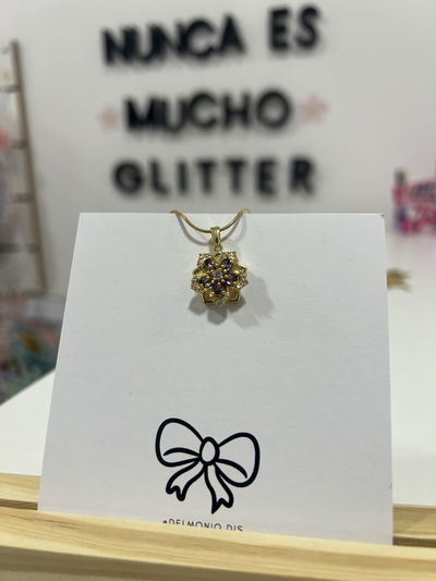 Collar anti estres giratorio | Flor violeta💜