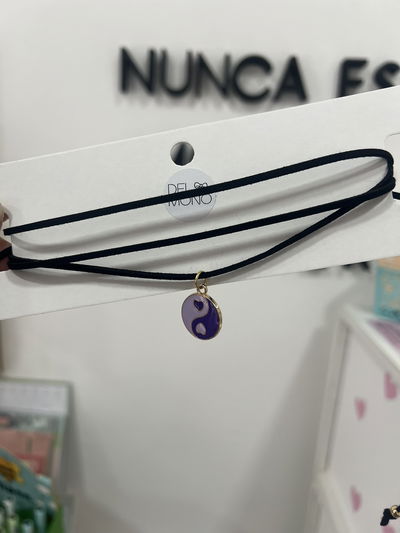 Chocker dorado gamuza | yin yang lila y violeta