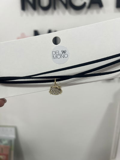 Chocker dorado gamuza | kitty brillante