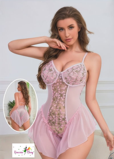 Body bordado rosa
