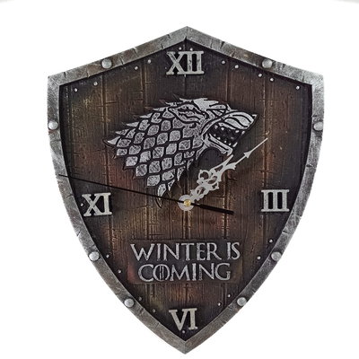 Reloj de Pared Artesanal Juego de Tronos Casa Stark plateado