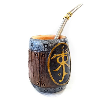 Mate Artesanal Algarrobo Tipo Barril Tolkien 