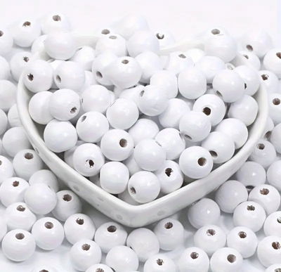 Cuenta de madera blanca x 50g