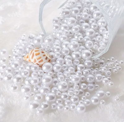 Perlas plásticas perladas blancas x 50g