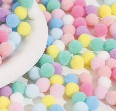 Pompones de felpa pastel 1.0cm x 100 unidades