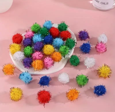 Pompones con lurex 1.5cm x 100 unidades