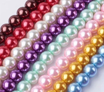 Perlas de vidrio perladas x tira