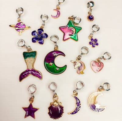 Charms Dijes esmaltados para pulsera de Pandora x unidad (gama violeta) surtido