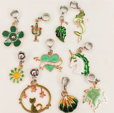 Charms Dijes esmaltados para pulsera de Pandora x unidad (gama verde) surtido