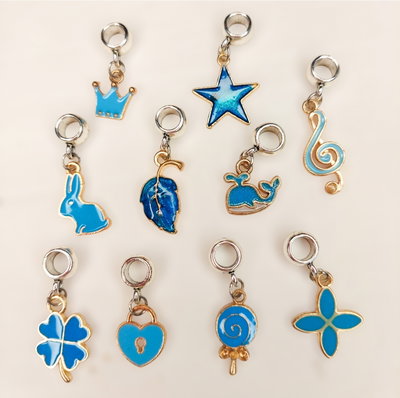 Charms Dijes esmaltados para pulsera de Pandora x unidad (gama celeste) surtido