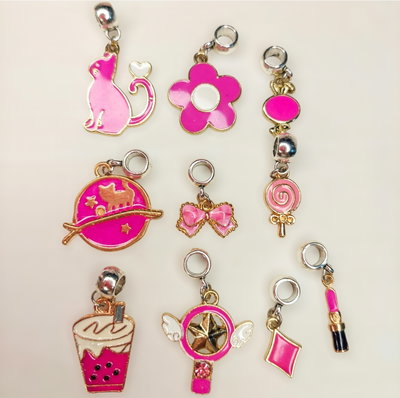 Charms Dijes esmaltados para pulsera de Pandora x unidad (gama rosa) surtido