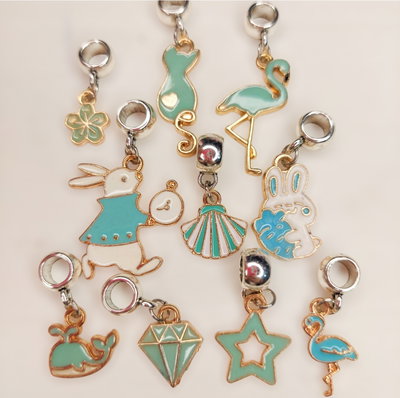 Charms Dijes esmaltados para pulsera de Pandora x unidad (gama aqua) surtido