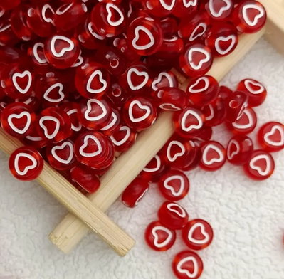 Corazones transparentes rojos 400u aprox (50g)