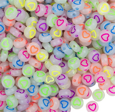 400u aprox brillan en la oscuridad, corazones (50g)