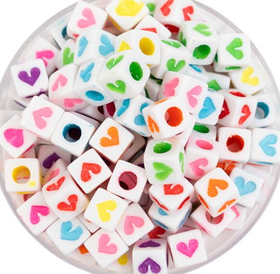 Corazones multicolor cuadrados 7mm (50g)