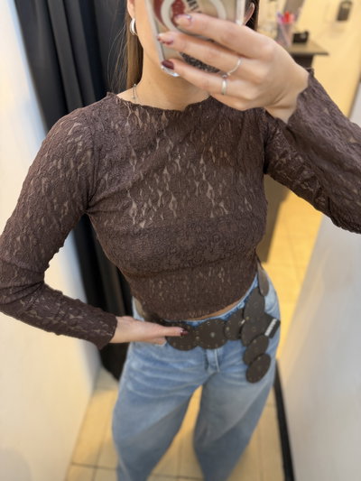 CAMISETA ENCAJE CHOCO