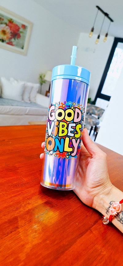 Vaso Plástico Tornasol Buena Vibra