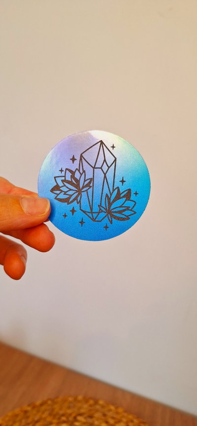Sticker Holográfico Cristal Flores