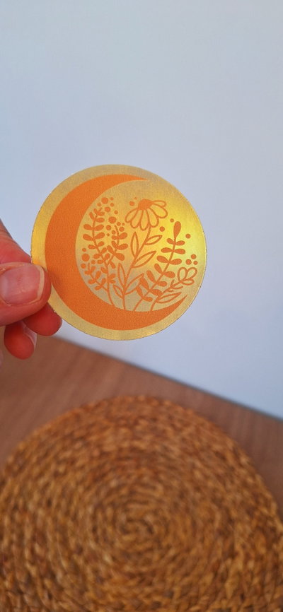 Sticker Holográfico Medialuna Flores