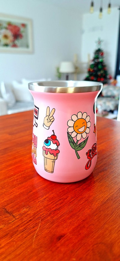 Mate Acero Inoxidable Rosa Hippie