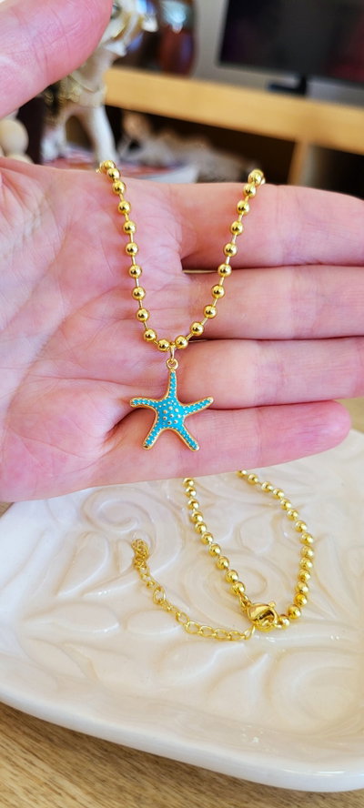 Collar Estrella de Mar Turquesa Gold