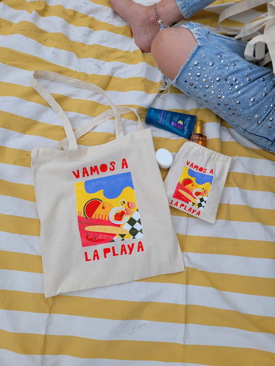 Tote bag y mini bag "La playa"