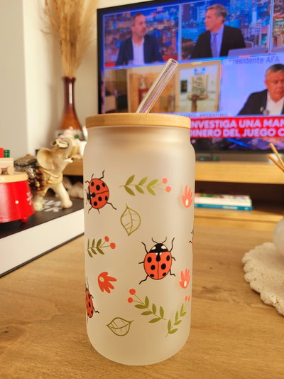 Vaso de vidrio esmerilado Mariquita