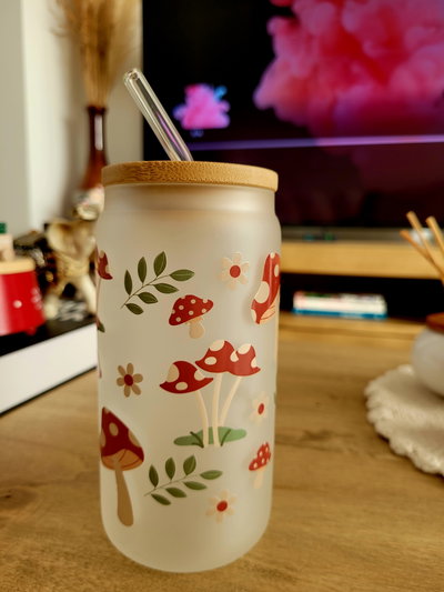 Vaso de vidrio esmerilado Honguito 