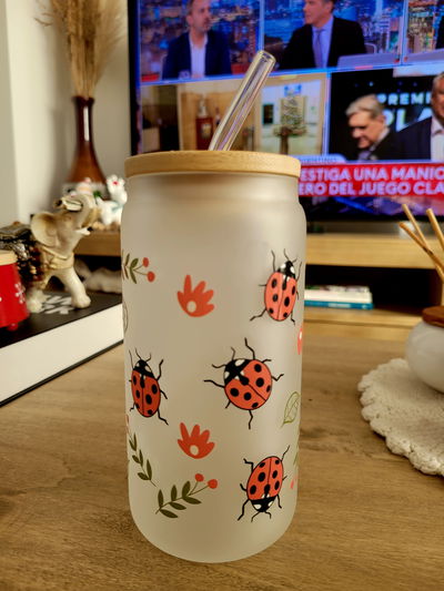 Vaso de vidrio esmerilado Mariquita
