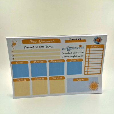 Argentina Planner Semanal A4 PDF Imprimible Taco / Block 