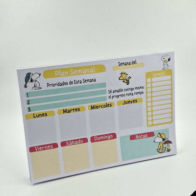 Snoopy Planner Semanal A4 PDF Imprimible Taco / Block 