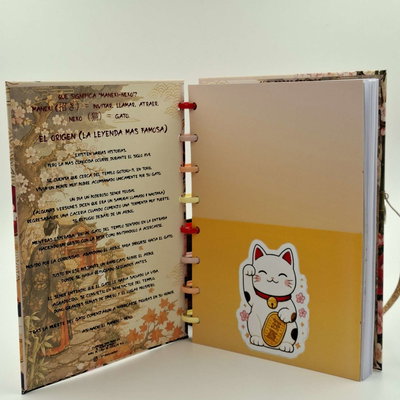 PDF Imprimible Cuaderno A5 Gatito Neko Golde Fortune