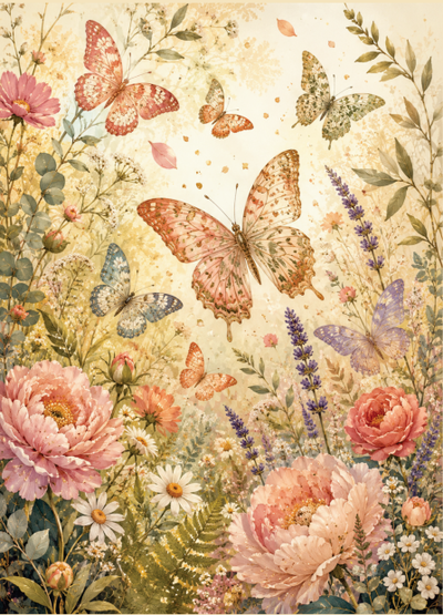 PDF Imprimible Cuaderno A5  Jardín de Mariposas