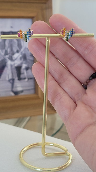 Aros Corazón Circonia Gold