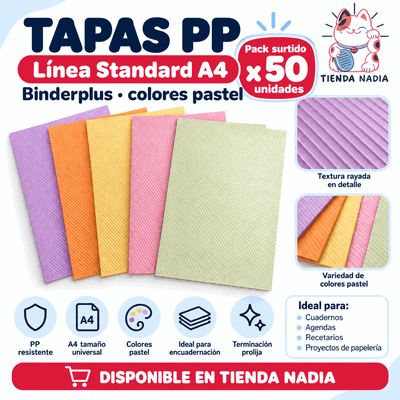 Tapas PP A4 Binderplus | Pack Surtido Pastel 🌈