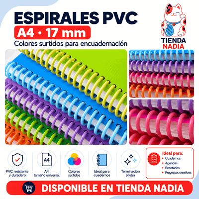 Espirales PVC A4 – 17 mm | Colores Surtidos 🌈