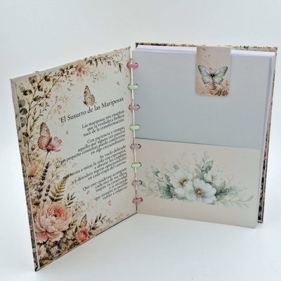 Cuaderno A5 "Jardin de Mariposas" Tapa dura con sistema de discos