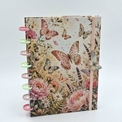 Cuaderno A5 "Jardin de Mariposas" Tapa dura con sistema de discos