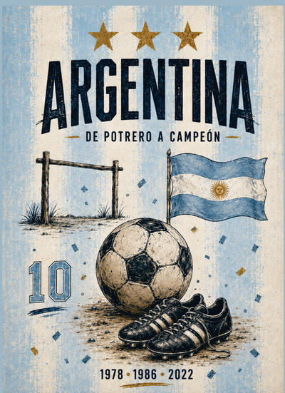 PDF Imprimible Cuaderno A5 Argentina de Potrero a Campeón