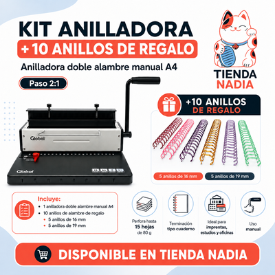 Kit Anillá y Creá – Anilladora Doble Alambre 2:1 +  Anillos de Regalo 