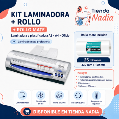 Kit Laminá y Creá – Laminadora A3 + Rollo Mate ✨