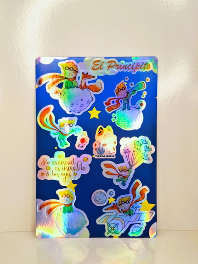 Planchita Sticker Holograficos El Principito  15 x 10 Impresion UV