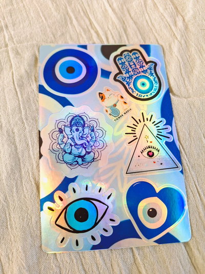 Planchita Sticker Holograficos Amuleto  15 x 10 Impresion UV