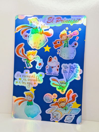 Planchita Sticker Holograficos El Principito  15 x 10 Impresion UV